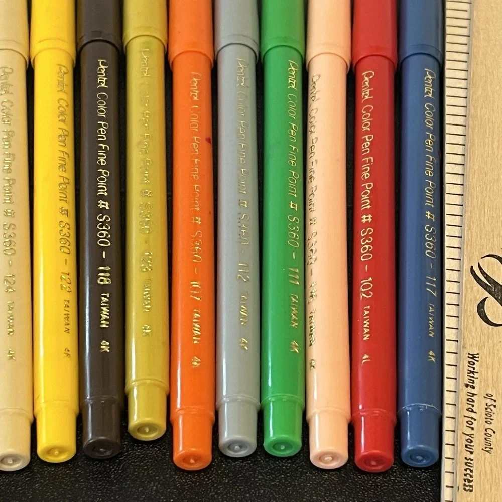 Vintage PENTEL Assorted Colors Pens Fine Point Markers Original S360 Taiwan 13